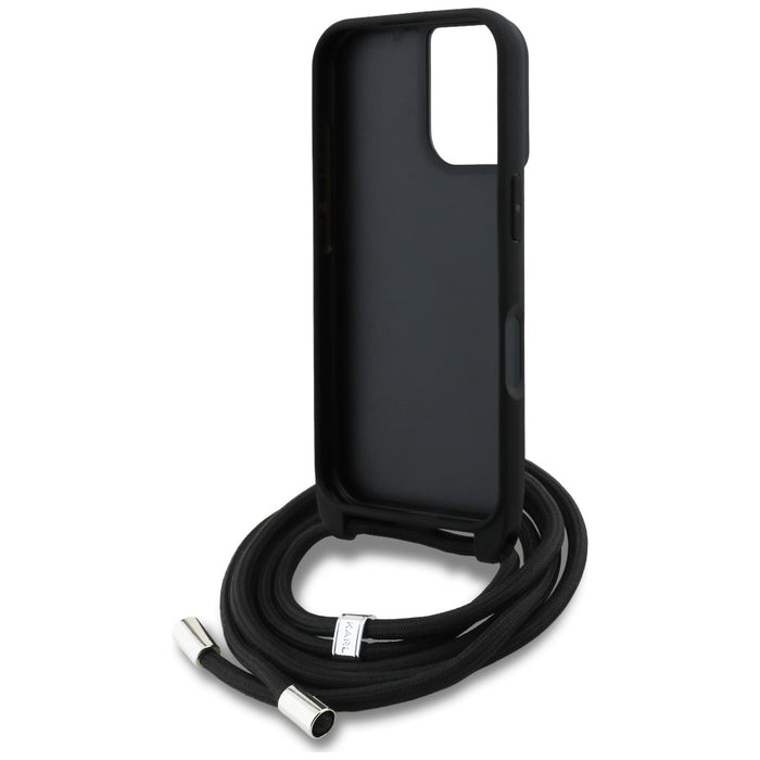 Karl Lagerfeld Crossbody Grained Pattern &amp; Logo Case for iPhone 16 - Black