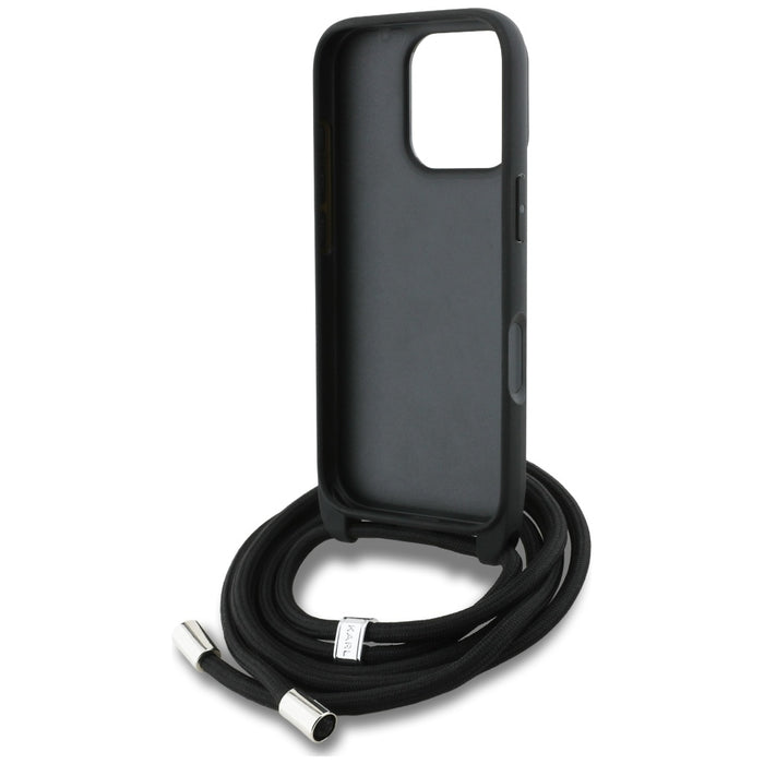 Karl Lagerfeld Crossbody Grained Pattern &amp; Logo Case for iPhone 16 Pro - Black