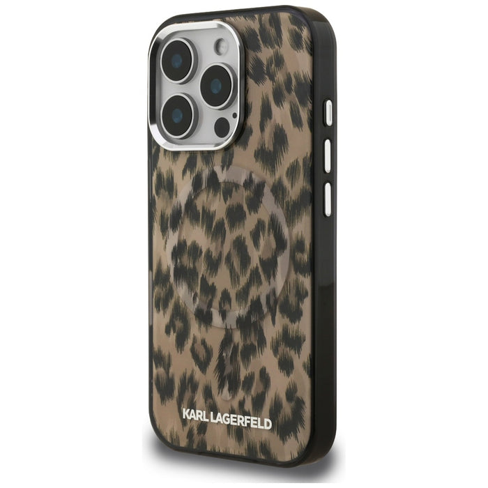 Karl Lagerfeld IML Leopard Pattern MagSafe Case for iPhone 16 Pro Max - Brown
