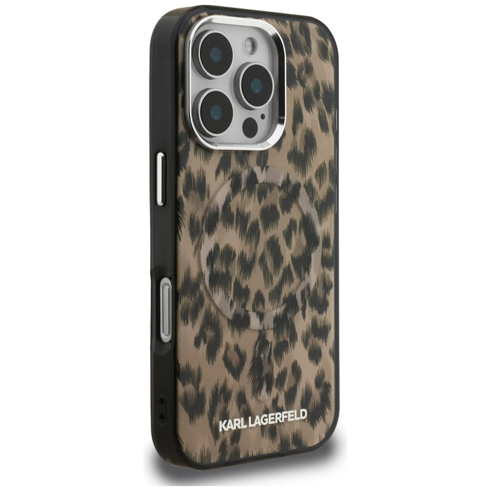Karl Lagerfeld IML Leopard Pattern MagSafe Case for iPhone 16 Pro Max - Brown