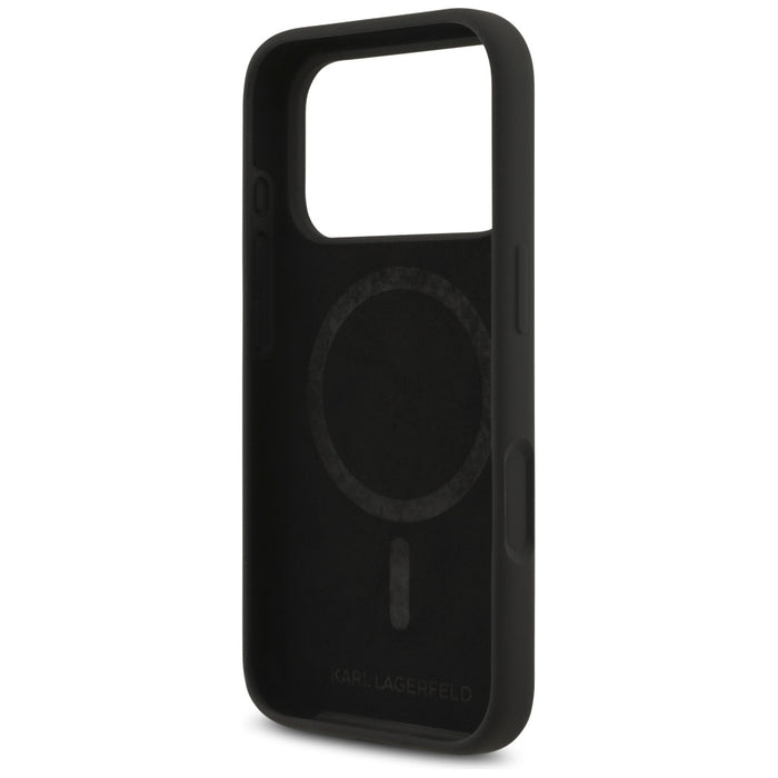 Karl Lagerfeld Silicone Karl&amp;Choupette Ring MagSafe Case for iPhone 17 Pro - Black