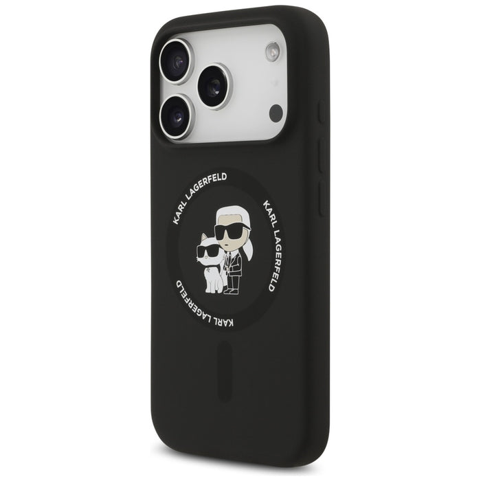 Karl Lagerfeld Silicone Karl&amp;Choupette Ring MagSafe Case for iPhone 17 Pro - Black