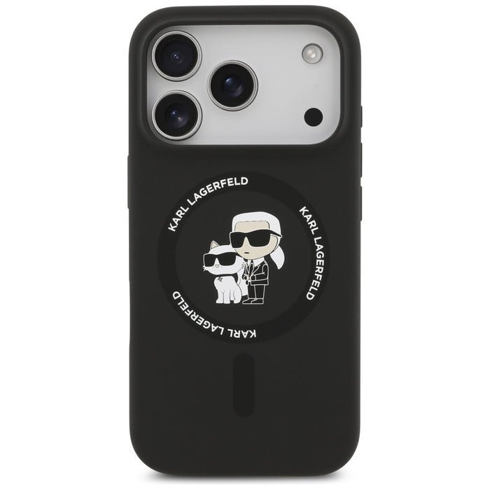 Karl Lagerfeld Silicone Karl&amp;Choupette Ring MagSafe Case for iPhone 17 Pro - Black
