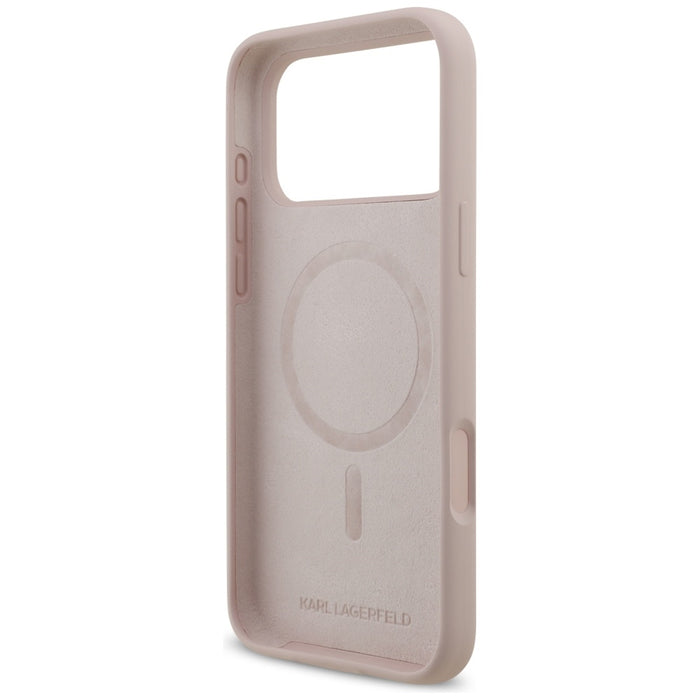 Karl Lagerfeld Silicone Karl&amp;Choupette Ring MagSafe Case for iPhone 17 Pro Max - Pink