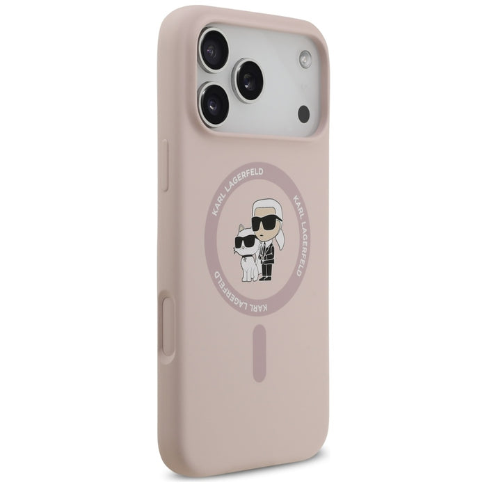 Karl Lagerfeld Silicone Karl&amp;Choupette Ring MagSafe Case for iPhone 17 Pro Max - Pink