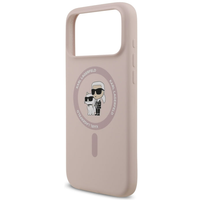Karl Lagerfeld Silicone Karl&amp;Choupette Ring MagSafe Case for iPhone 17 Pro Max - Pink