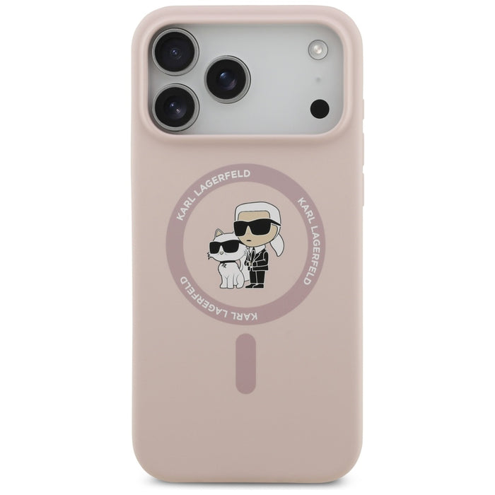 Karl Lagerfeld Silicone Karl&amp;Choupette Ring MagSafe Case for iPhone 17 Pro Max - Pink