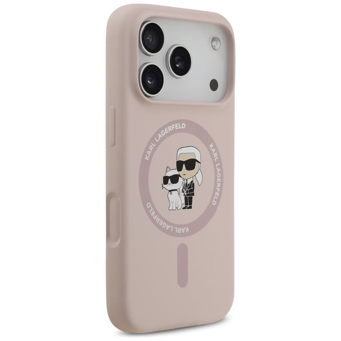 Karl Lagerfeld Silicone Karl&amp;Choupette Ring MagSafe Case for iPhone 17 Pro - Pink