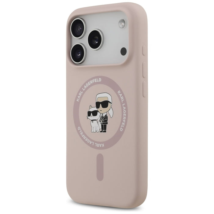 Karl Lagerfeld Silicone Karl&amp;Choupette Ring MagSafe Case for iPhone 17 Pro - Pink