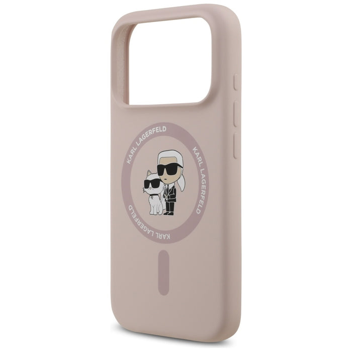 Karl Lagerfeld Silicone Karl&amp;Choupette Ring MagSafe Case for iPhone 17 Pro - Pink