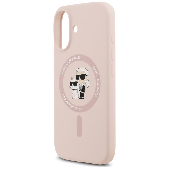 Karl Lagerfeld Silicone Karl&amp;Choupette Ring MagSafe Case for iPhone 17 - Pink