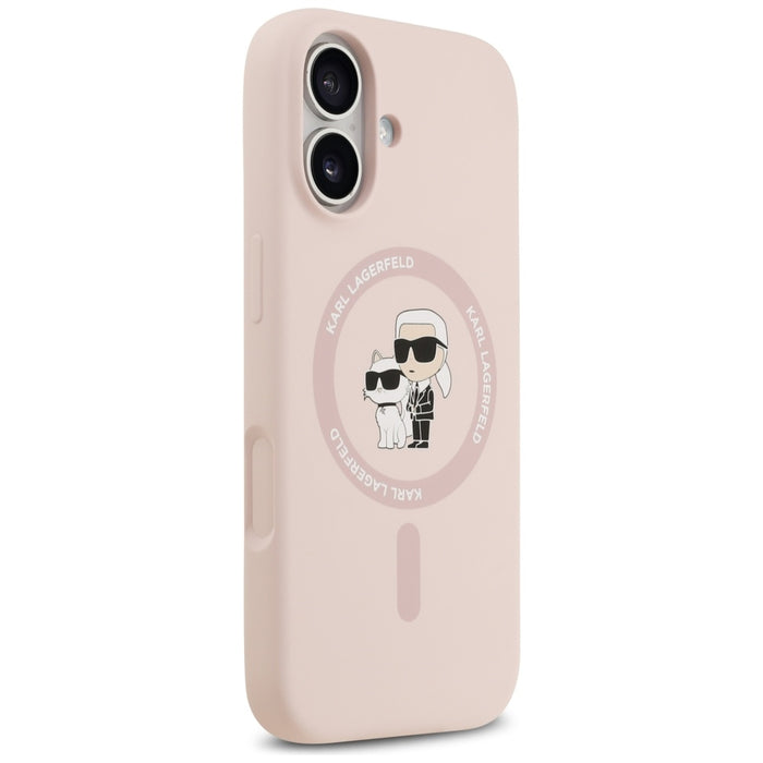 Karl Lagerfeld Silicone Karl&amp;Choupette Ring MagSafe Case for iPhone 17 - Pink