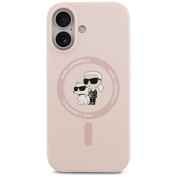 Karl Lagerfeld Silicone Karl&amp;Choupette Ring MagSafe Case for iPhone 17 - Pink