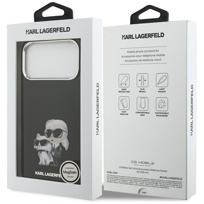 Karl Lagerfeld IML Aquarelle Karl &amp; Choupette &amp; Logo MagSafe Case for iPhone 17 Pro Max - Black
