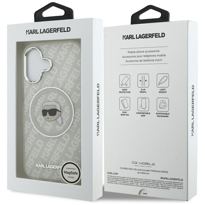 Karl Lagerfeld IML Karl Head Logo MagSafe iPhone 17 Case - Gray