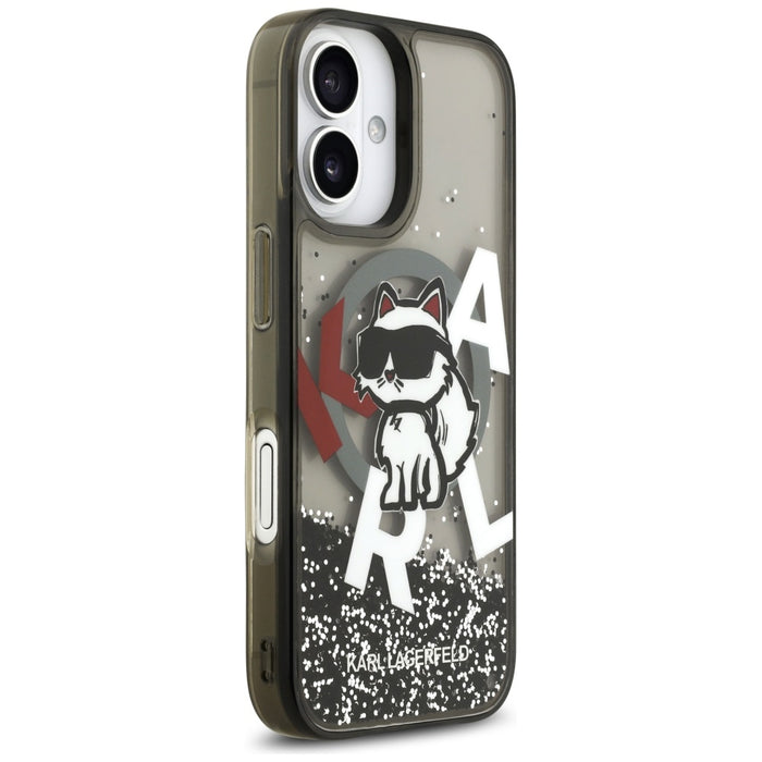Karl Lagerfeld Liquid Glitter Choupette Logo MagSafe iPhone 17 Case - Black