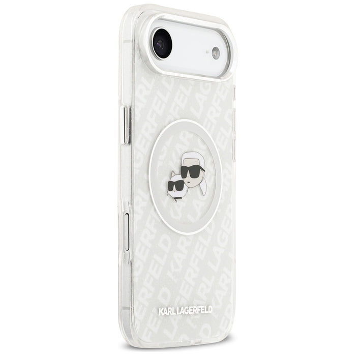 Karl Lagerfeld IML Glitter Karl&amp;Choupette Heads Logo MagSafe Case for iPhone Air - Gray