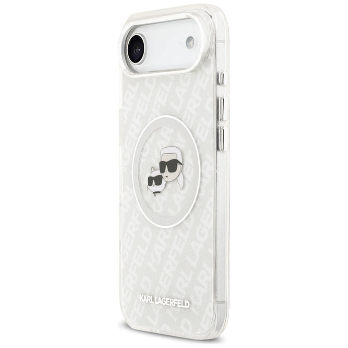 Karl Lagerfeld IML Glitter Karl&amp;Choupette Heads Logo MagSafe Case for iPhone Air - Gray