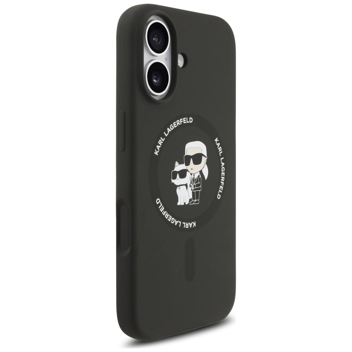 Karl Lagerfeld Silicone Karl&amp;Choupette Ring MagSafe Case for iPhone 17 - Black