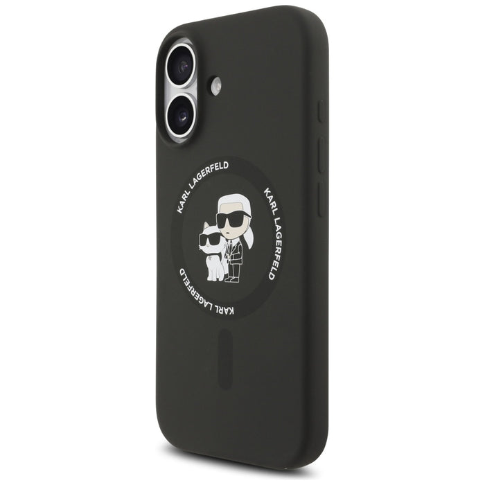 Karl Lagerfeld Silicone Karl&amp;Choupette Ring MagSafe Case for iPhone 17 - Black