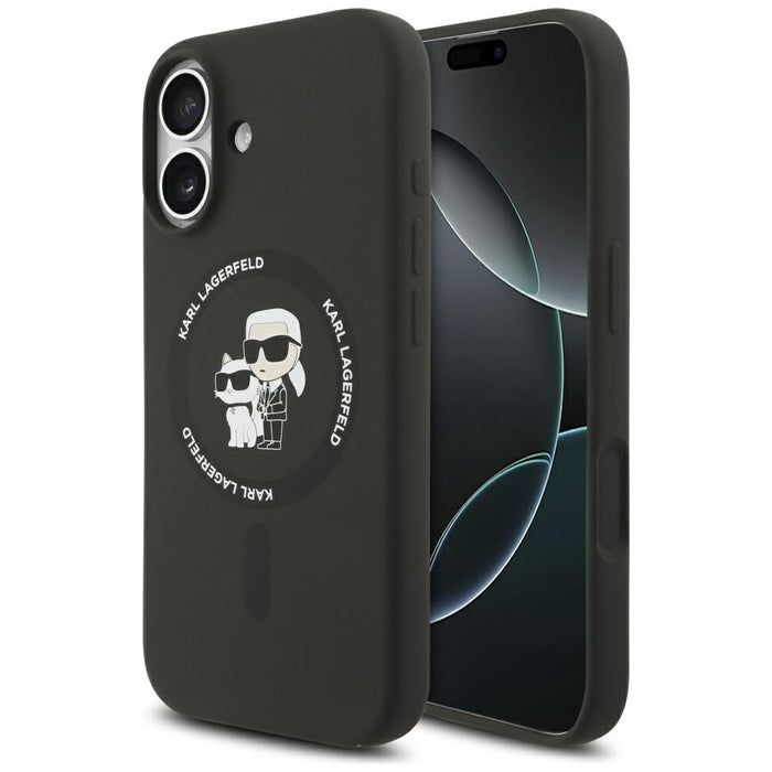 Karl Lagerfeld Silicone Karl&amp;Choupette Ring MagSafe Case for iPhone 17 - Black