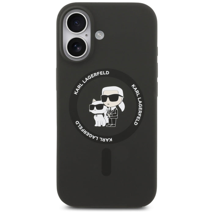 Karl Lagerfeld Silicone Karl&amp;Choupette Ring MagSafe Case for iPhone 17 - Black