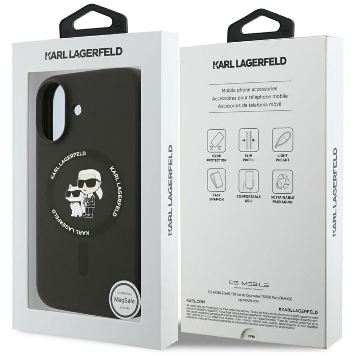 Karl Lagerfeld Silicone Karl&amp;Choupette Ring MagSafe Case for iPhone 17 - Black