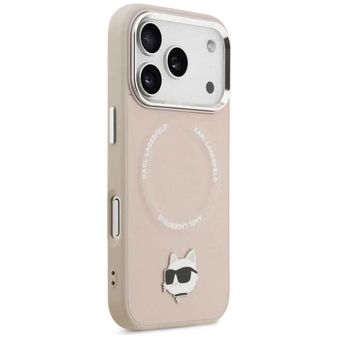 Karl Lagerfeld Choupette Pin MagSafe Case for iPhone 17 Pro Max - Pink