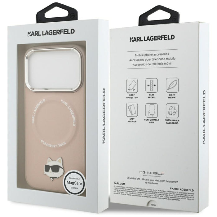 Karl Lagerfeld Choupette Pin MagSafe Case for iPhone 17 Pro Max - Pink