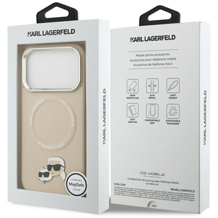 Karl Lagerfeld Karl &amp; Choupette Pins MagSafe Case for iPhone 17 Pro - Beige