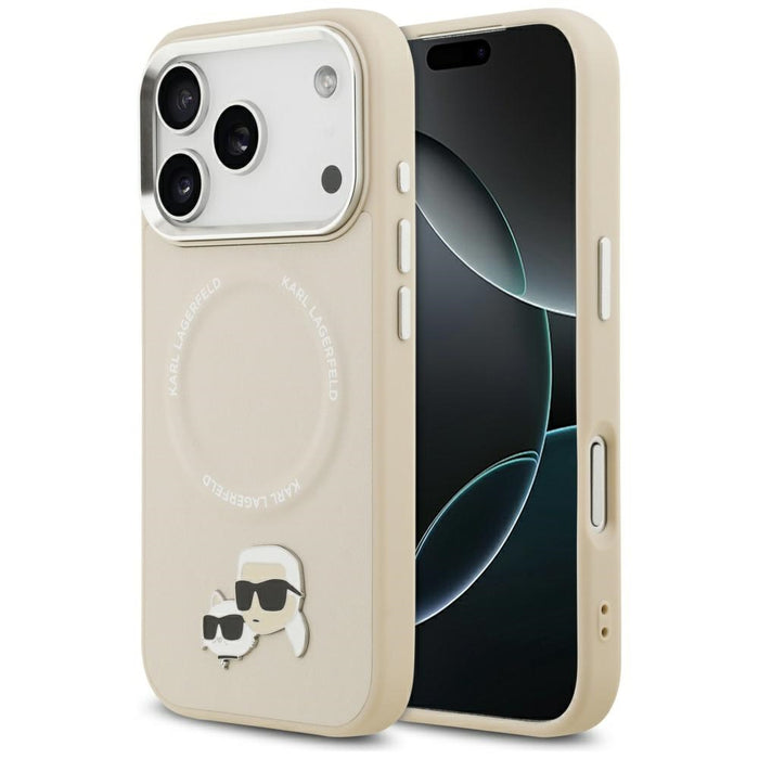 Karl Lagerfeld Karl &amp; Choupette Pins MagSafe Case for iPhone 17 Pro - Beige