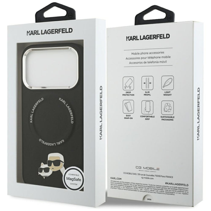 Karl Lagerfeld Karl &amp; Choupette Pins MagSafe Case for iPhone 17 Pro - Black