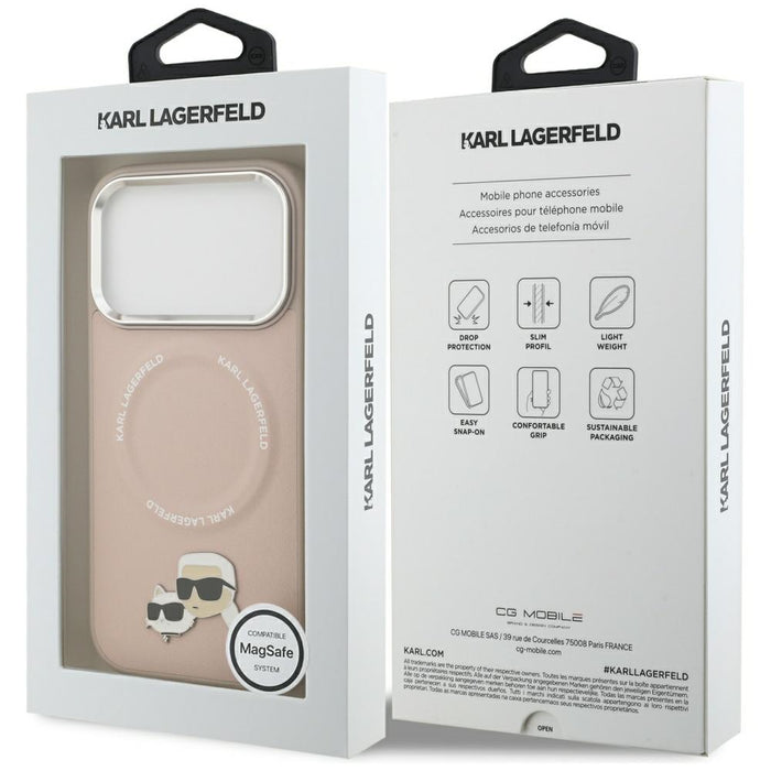 Karl Lagerfeld Karl &amp; Choupette Pins MagSafe Case for iPhone 17 Pro - Pink