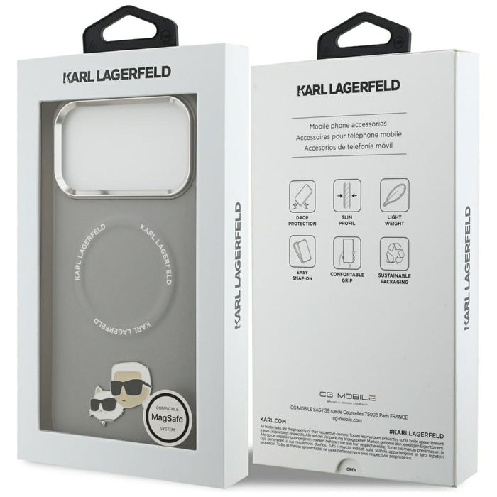 Karl Lagerfeld Karl &amp; Choupette Pins MagSafe Case for iPhone 17 Pro - Gray