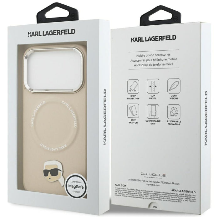 Karl Lagerfeld Karl Pin MagSafe Case for iPhone 17 Pro Max - Beige