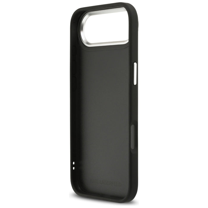 Karl Lagerfeld FW Grained Karl & Choupette Heads Pins & Logo iPhone Air Case - Black