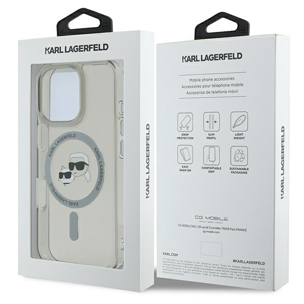 Karl Lagerfeld IML Metal Karl&amp;Choupette Head MagSafe Case for iPhone 16 Pro - Black