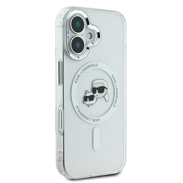 Karl Lagerfeld IML Metal Karl&Choupette Head MagSafe Case for iPhone 16 Plus - White