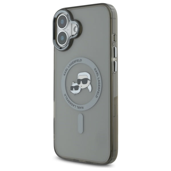 Karl Lagerfeld IML Metal Karl&Choupette Head MagSafe Case for iPhone 16 Plus - Black
