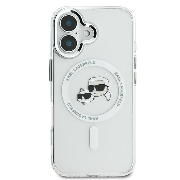 Karl Lagerfeld IML Metal Karl&Choupette Head MagSafe Case for iPhone 16 - White
