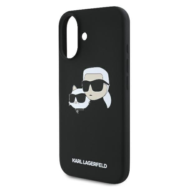 Karl Lagerfeld Silicone Nauble Heads Print MagSafe Case for iPhone 16 - Black
