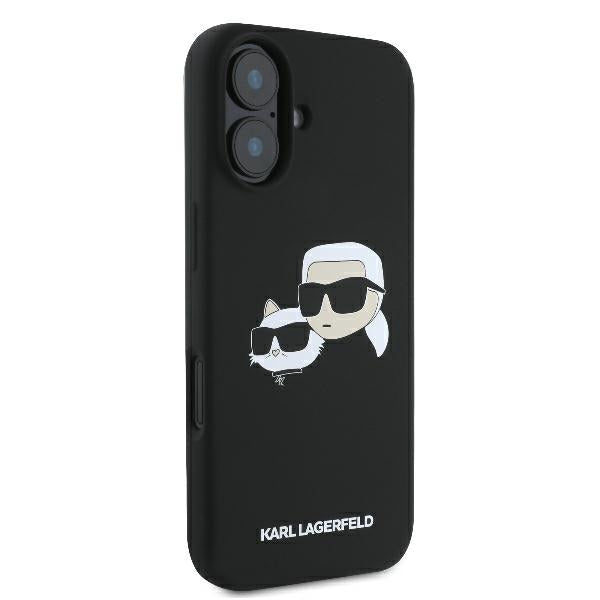 Karl Lagerfeld Silicone Nauble Heads Print MagSafe Case for iPhone 16 - Black