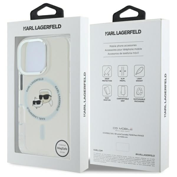 Karl Lagerfeld IML Metal Karl&amp;Choupette Head MagSafe Case for iPhone 16 Pro Max - White