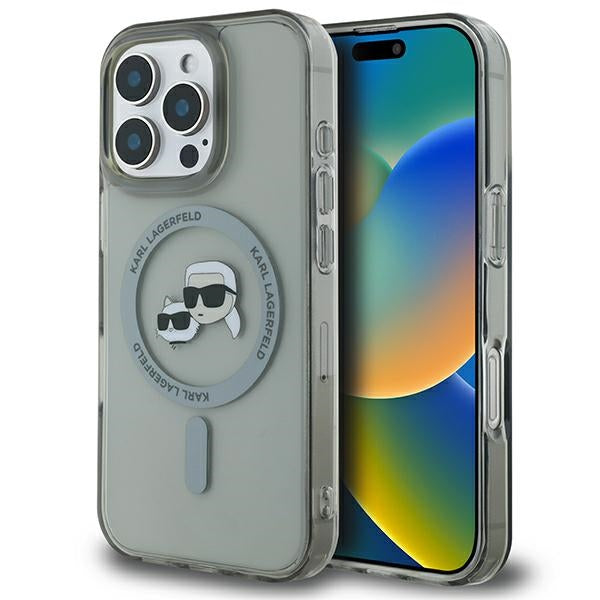 Karl Lagerfeld IML Metal Karl&Choupette Head MagSafe Case for iPhone 16 Pro Max - Black