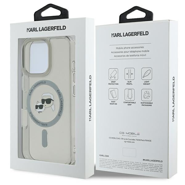 Karl Lagerfeld IML Metal Karl&amp;Choupette Head MagSafe Case for iPhone 16 Pro Max - Black