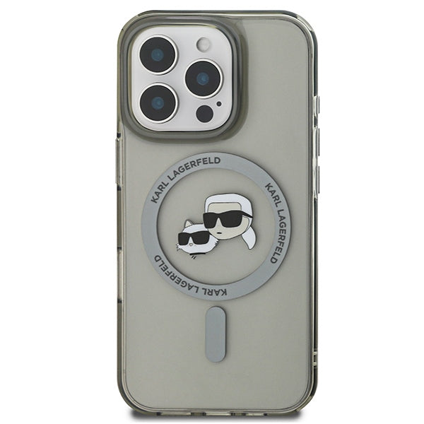 Karl Lagerfeld IML Metal Karl&amp;Choupette Head MagSafe Case for iPhone 16 Pro Max - Black