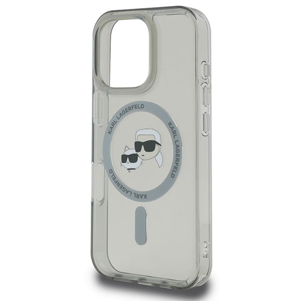 Karl Lagerfeld IML Metal Karl&amp;Choupette Head MagSafe Case for iPhone 16 Pro Max - Black