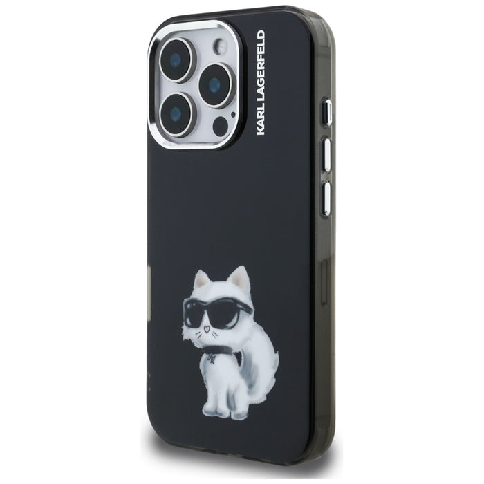 Karl Lagerfeld IML Aquarelle Choupette &amp; Logo iPhone 16 Pro Case - Black