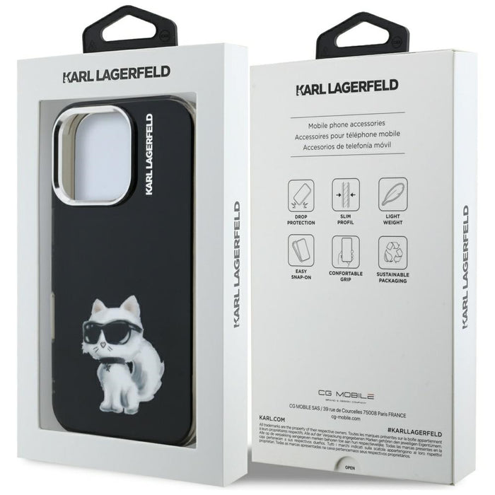 Karl Lagerfeld IML Aquarelle Choupette &amp; Logo iPhone 16 Pro Case - Black