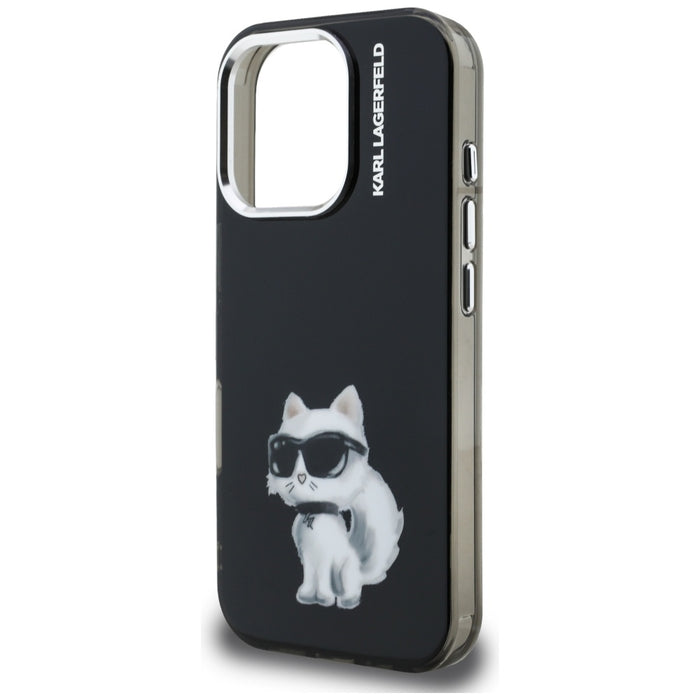 Karl Lagerfeld IML Aquarelle Choupette &amp; Logo Case for iPhone 16 Pro Max - Black